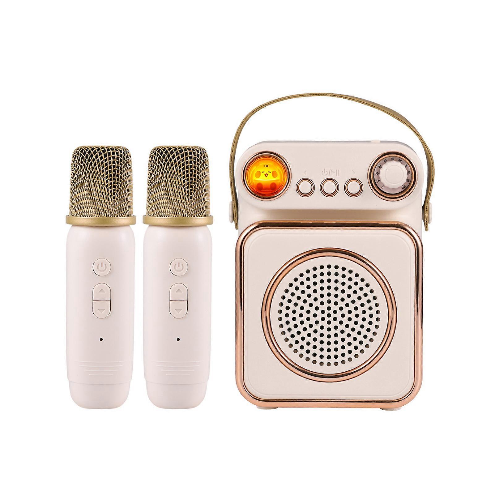 Mini Karaoke Machine Wireless Microphone and Speaker Set with 2 Microphone Rechargeable LED Color Night Light Handheld Mic Karaoke Speaker Gifts for