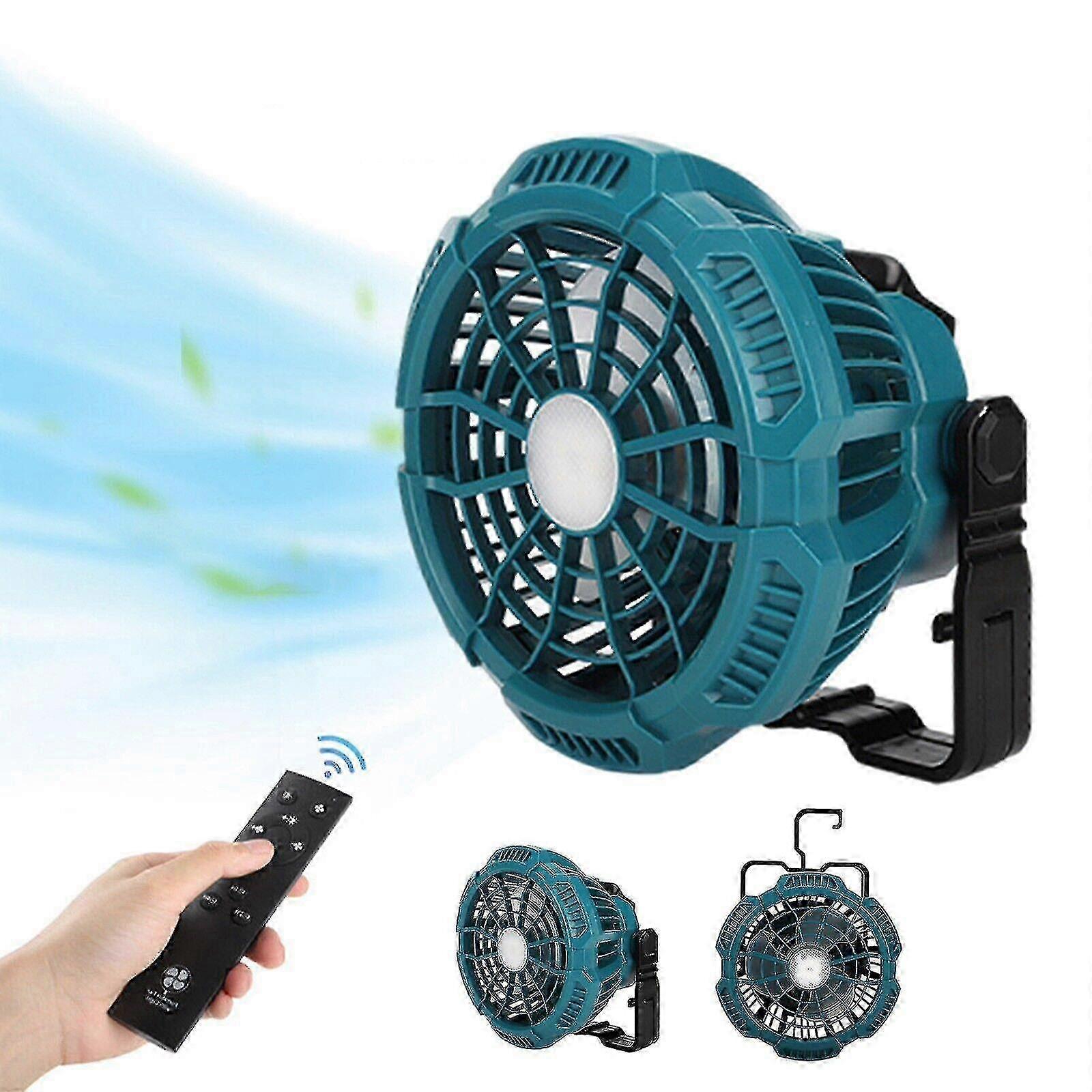 External Battery Fan with Light for Makita 18V Lithium, Compatible with Bosch
