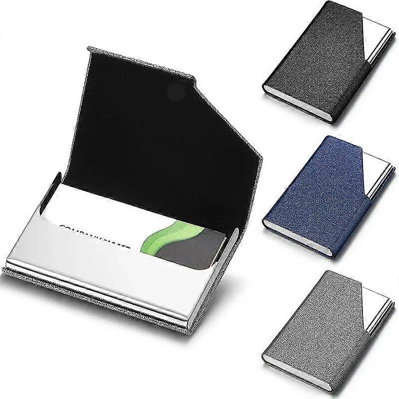 Magnetic Pu Leather Stainless Steel Business Card Case Id Name Card Case