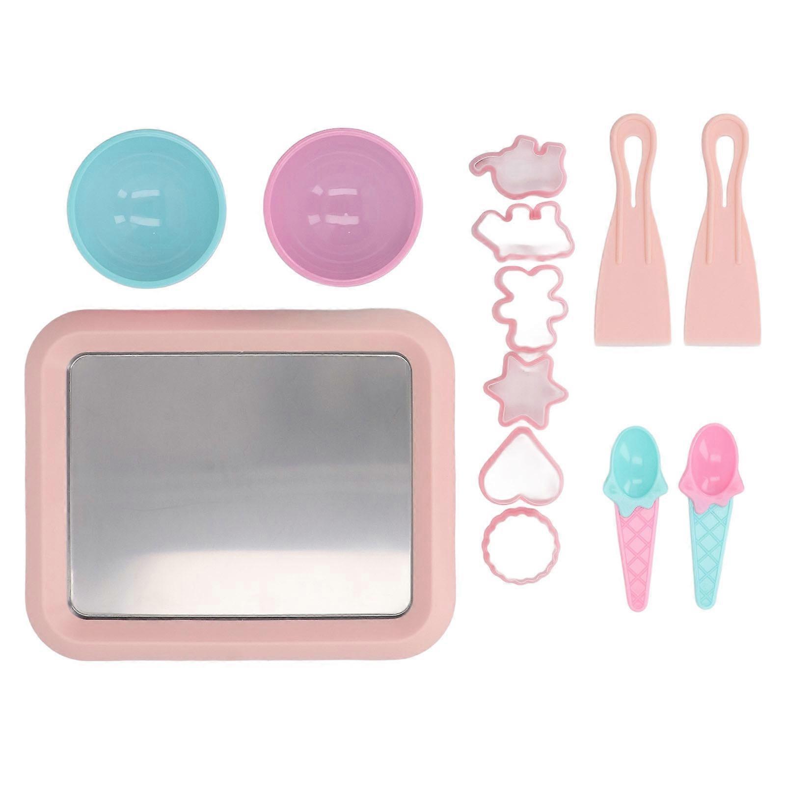 Rolled Ice Cream Maker with 2pcs Spatulas Family Hands On Activities 304 Stainless Steel Instant Ice Cream Roll Maker Machine for Smoothies