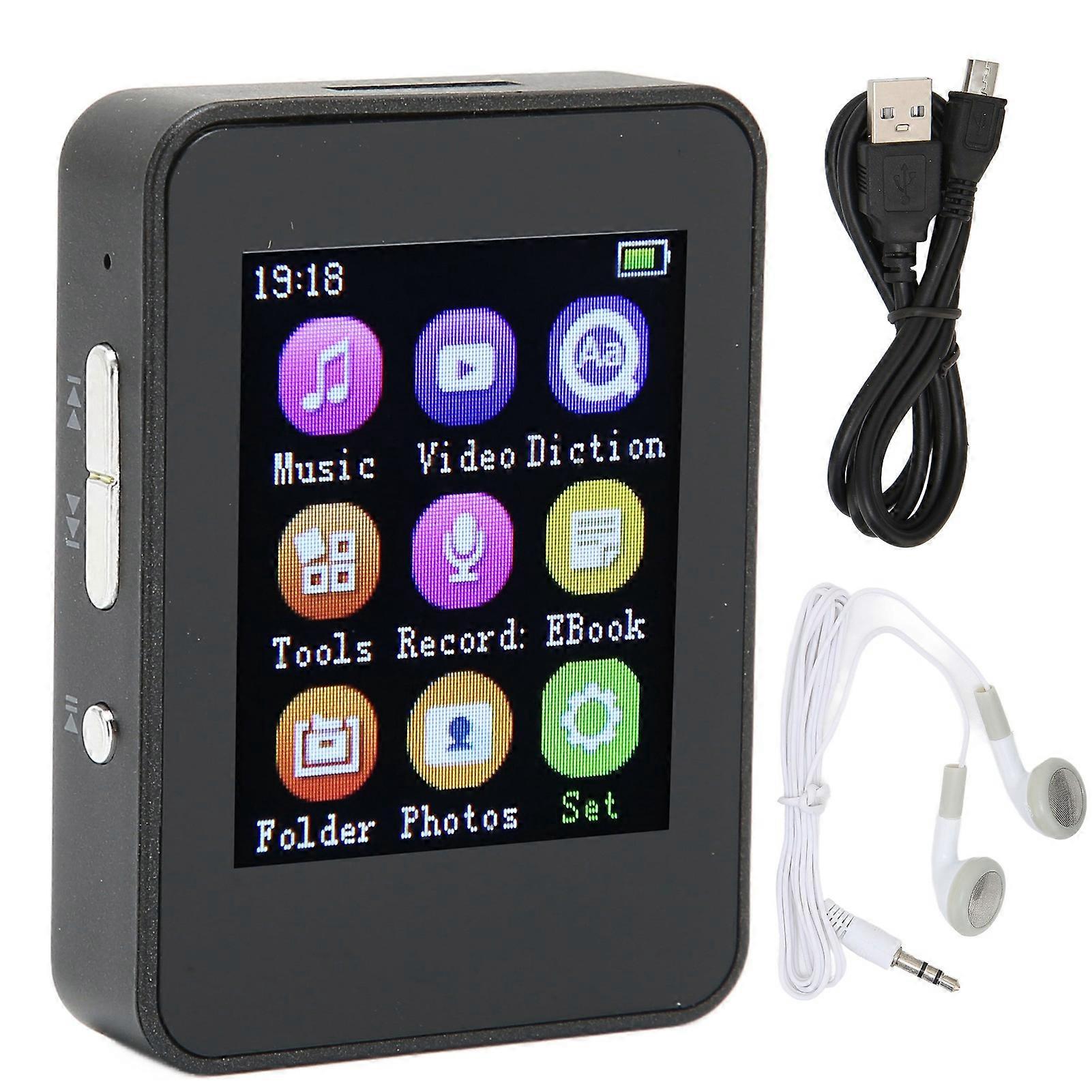 T7 MP4 Player, 1.8 inch Large Screen, Music Player with FM Radio, Recording Function for Walking and Running, Black, 4GB