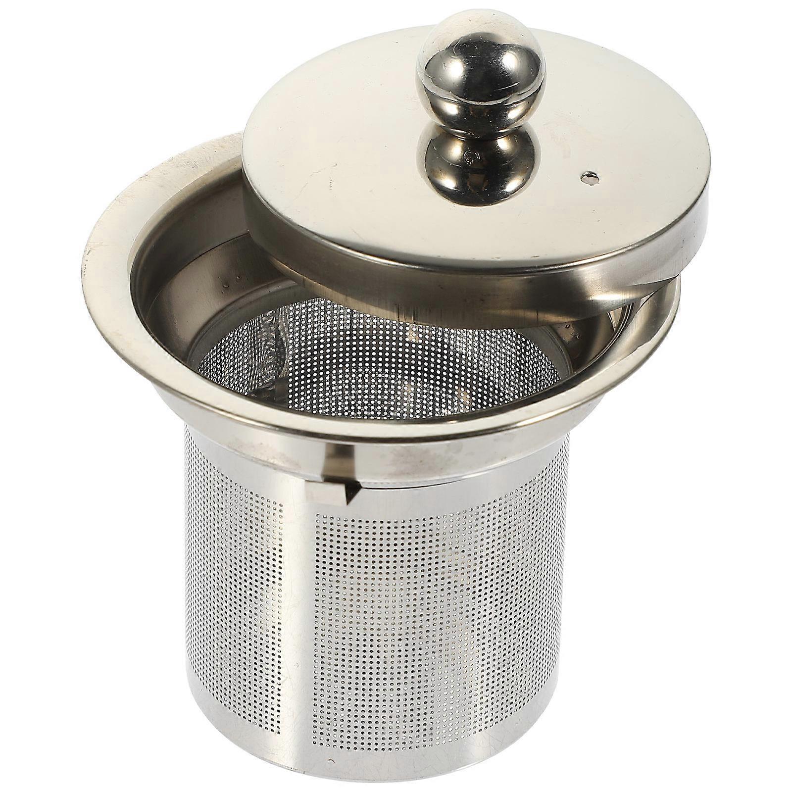 Stainless Steel Medium Mesh Tea Strainer Infuser with Lid for Loose Leaf Tea, Resistant Filter for Teapots, Mugs, and Cups