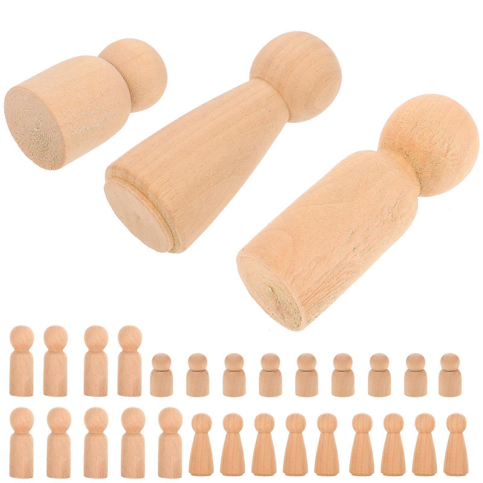 DIY Natural Wooden Peg Dolls for Crafting Games and Wedding Toppers