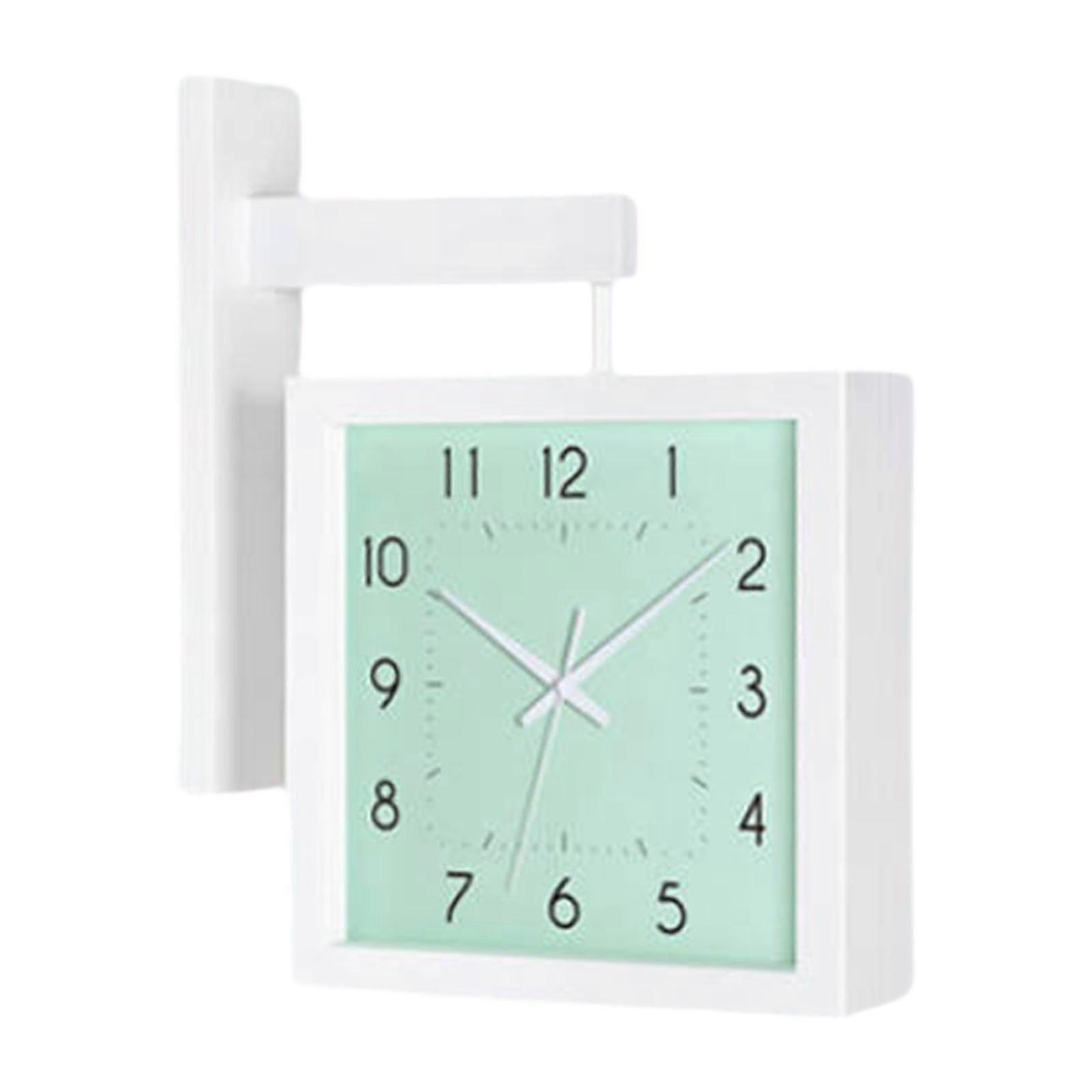 Double Sided Wall Clock Wooden Frame Silent Art Simple Square Minimalist Corner