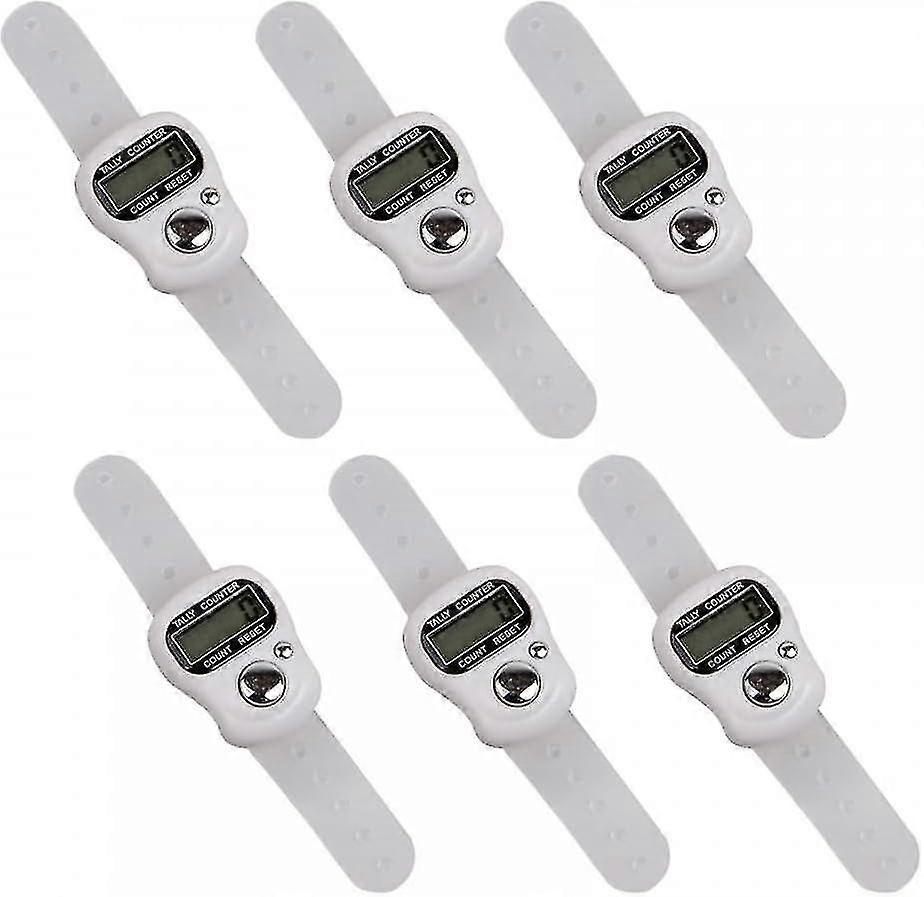 6 stk ABS mini digital fingerklikker teller for statistikk - hvit