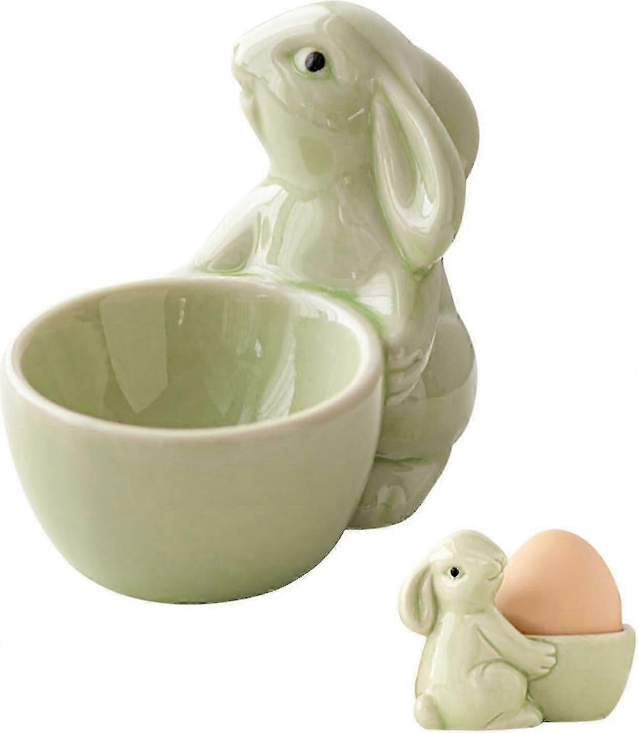 Green ceramic egg cup breakfast egg plate simple ornament