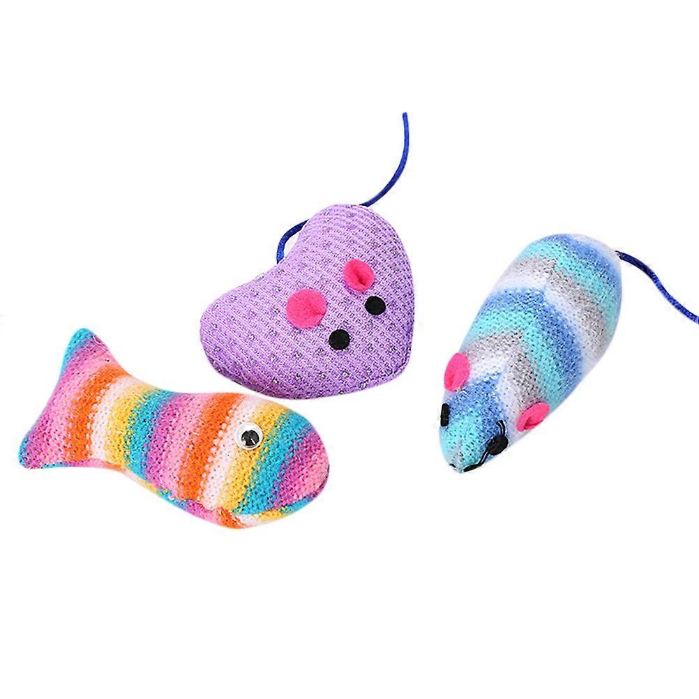 Pet Toy Mouse Cat Teaser Interactive Toy Avoid Scratching Floors Assorted Color 3Pcs