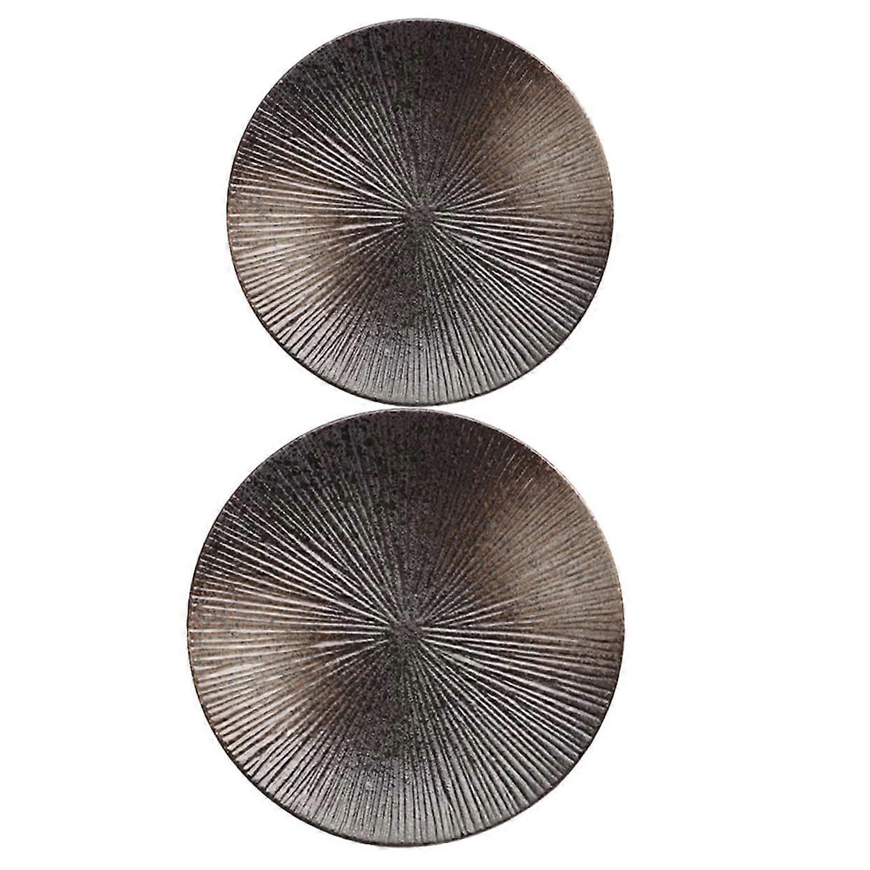 Vintage Ceramic Pizza Trays Set of 2, Multi-Functional Salad Servers, Dessert Plates, and Food Serving Tray for Home Use