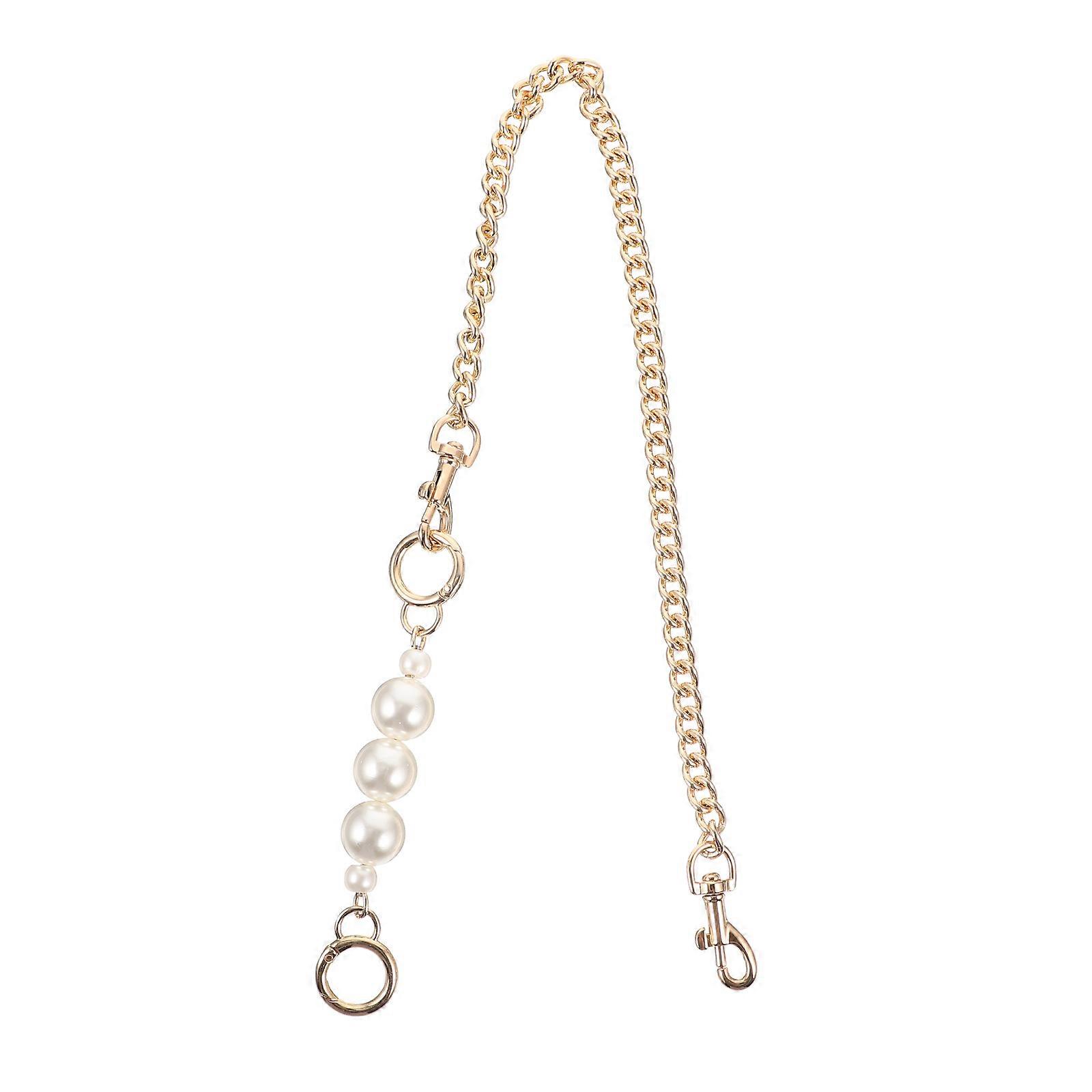 Gold Pearl Chain Bag Strap Replacement with Buckles for Shoulder Bags – Lightweight Durable Design for DIY Crafting Accessory