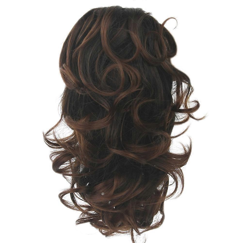 Curly Ponytail Extension Clip On Hairpiece Dark Brown Synthetic Fiber Daily Use 40x10x0.5cm 1Pcs