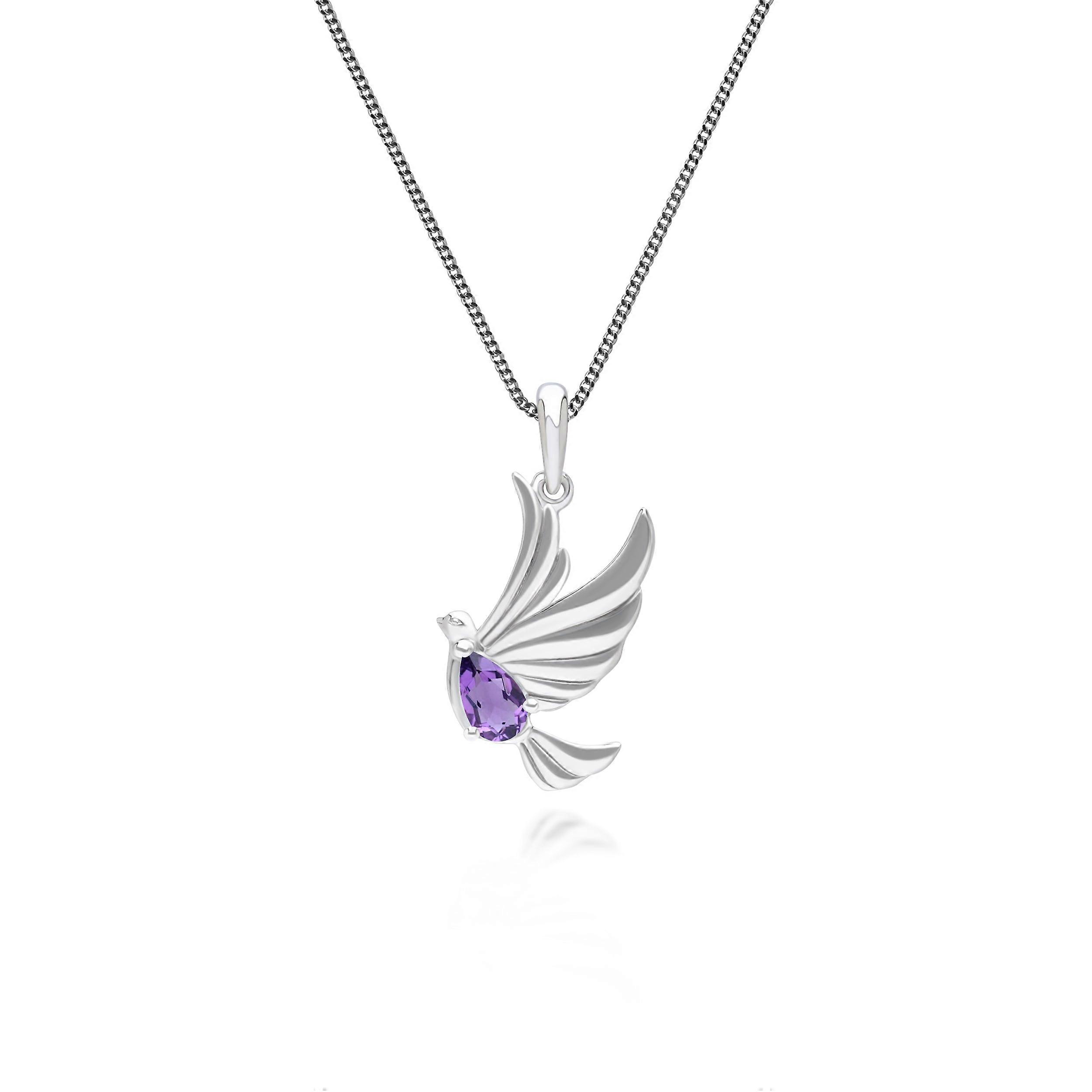 ECFEW™ Creator Amethyst Dove Pendant Necklace in Sterling Silver