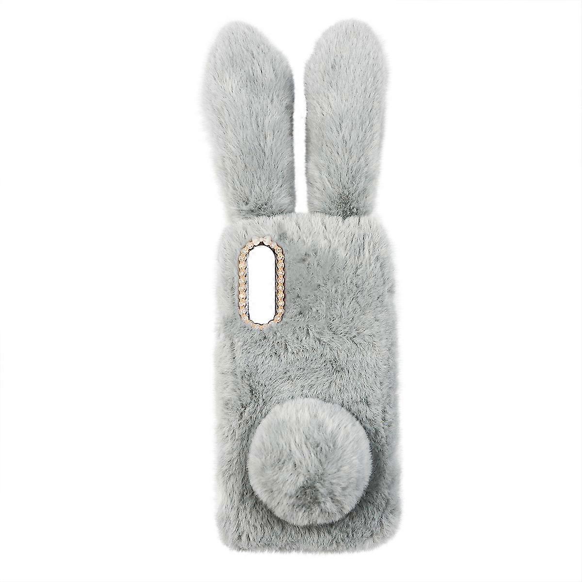 Fuzzy Phone Case Plush Rabbit Phone Protector for Light Grey Chic Style 1Pcs