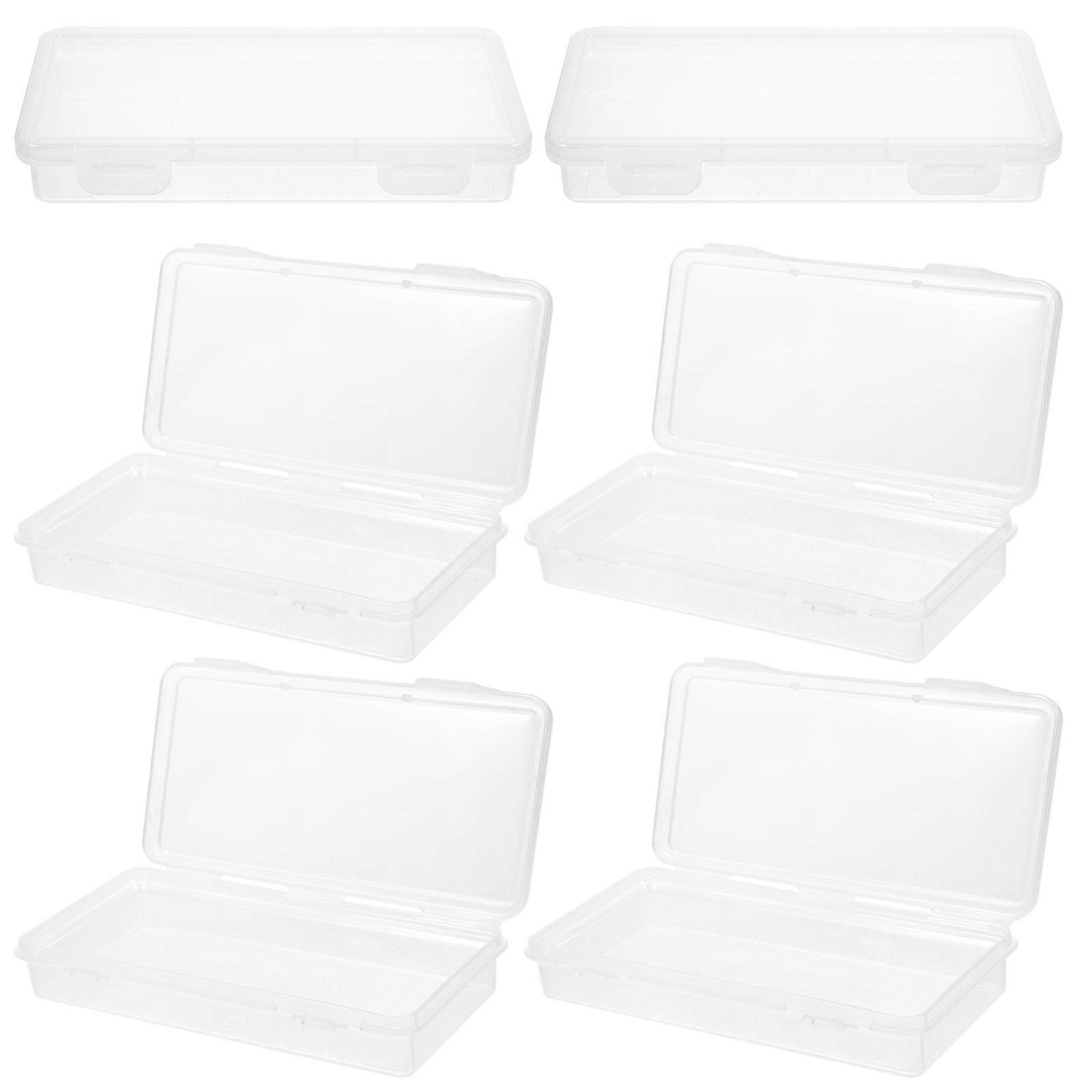 Plastic Pen Case Clear Pencil Box Large Capacity Stackable 6Set For Simple Design Storage