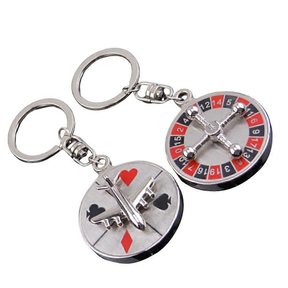 Aircraft Pendant Keychains Rotating Compass present For Everyday Use 10x3x0.9cm Metal Key Organizer 2Pcs
