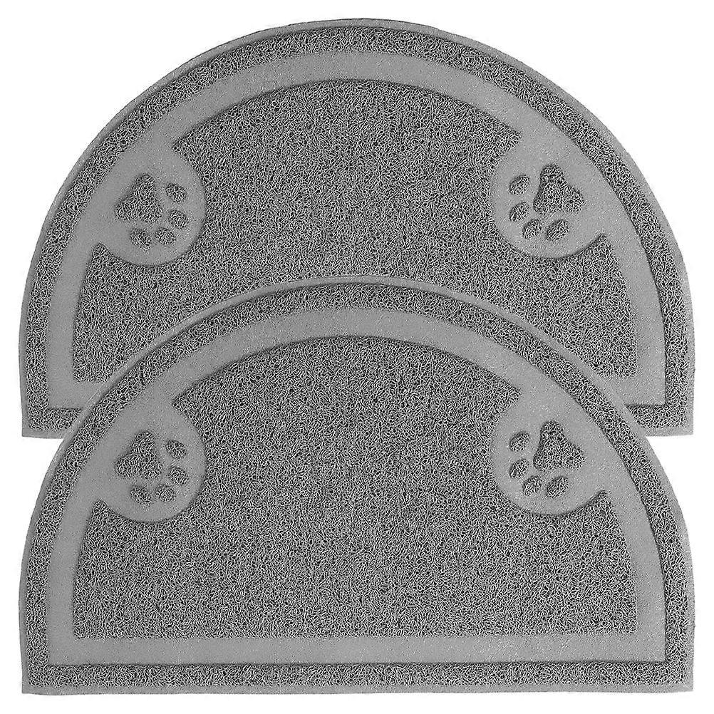 Cat Litter Box Mat Durable Non Slip Litter Trapping Mat Comfortable Surface Easy Clean Grey Semi Design