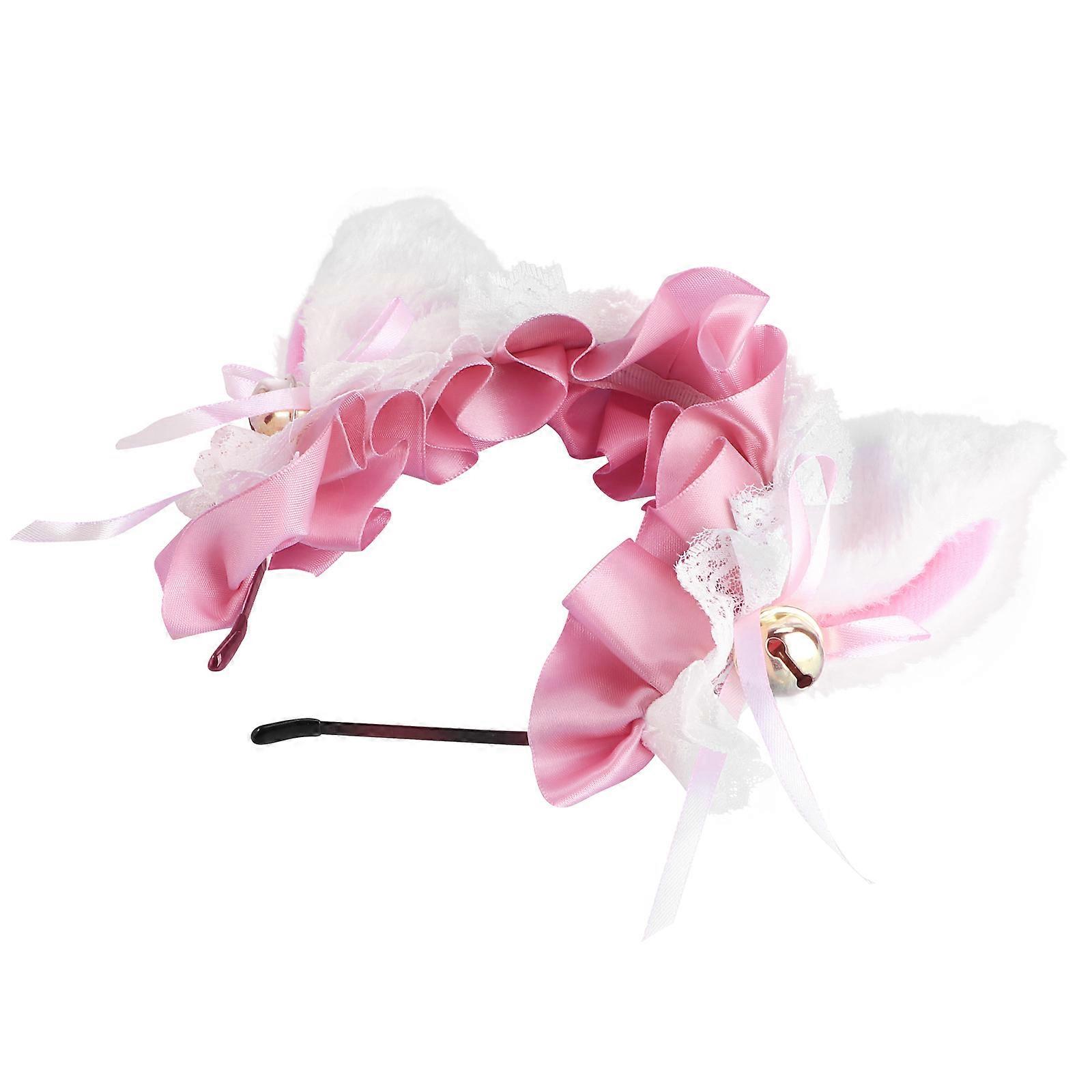 Cat Ears Headband Party Wearing Pink Bow Chic Style 1Set