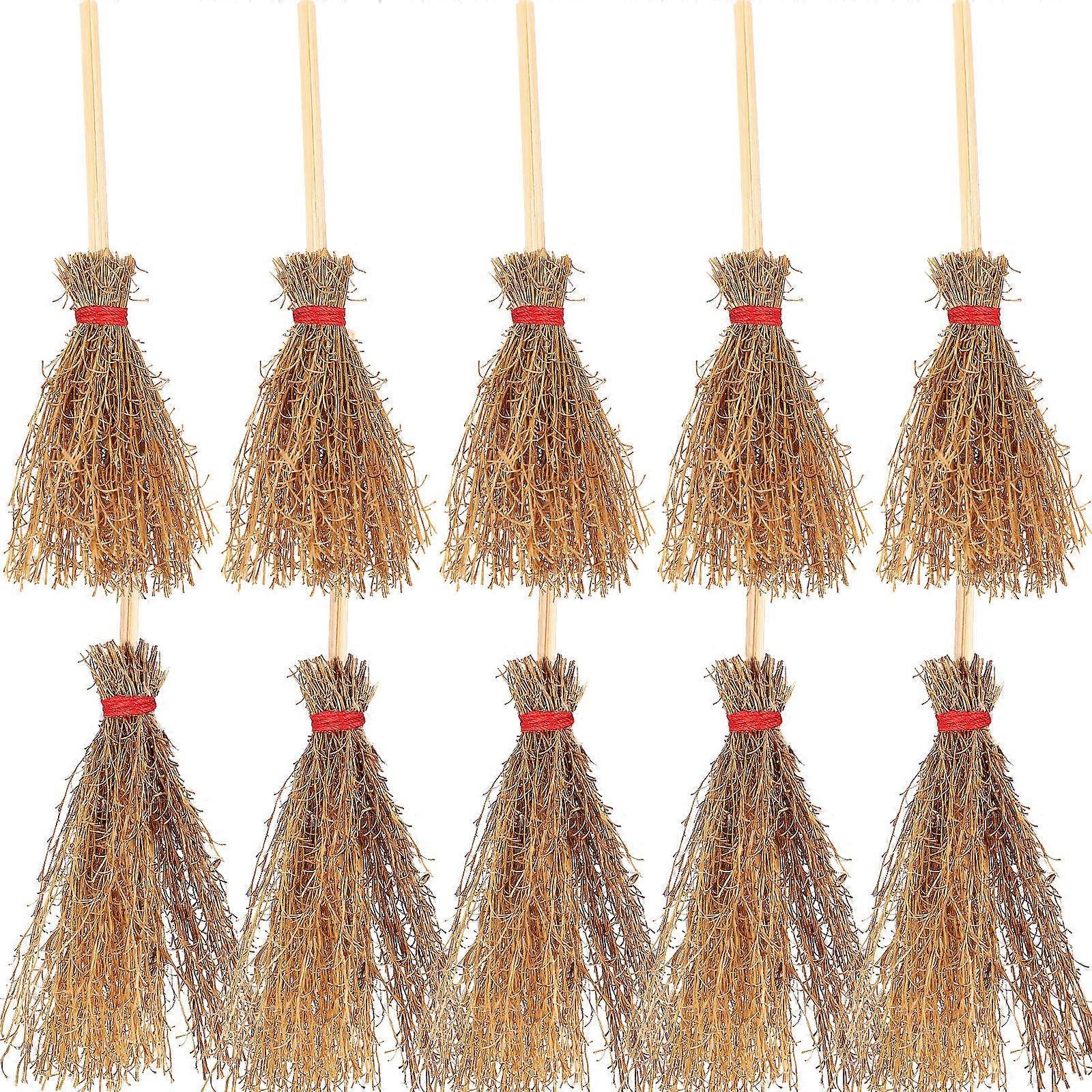 Broomsticks Model Mini Toy Broomstick Dollhouse Cleaning Supplies Three-Dimensional Design 10Pcs