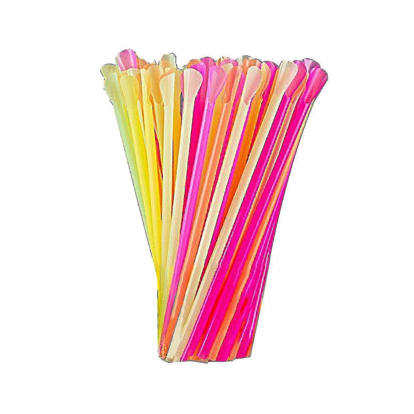 100-1000pc μίας χρήσης καλαμάκια με τα χρωματιστά πλαστικά καλαμάκια Smoothie κουταλιών -tt