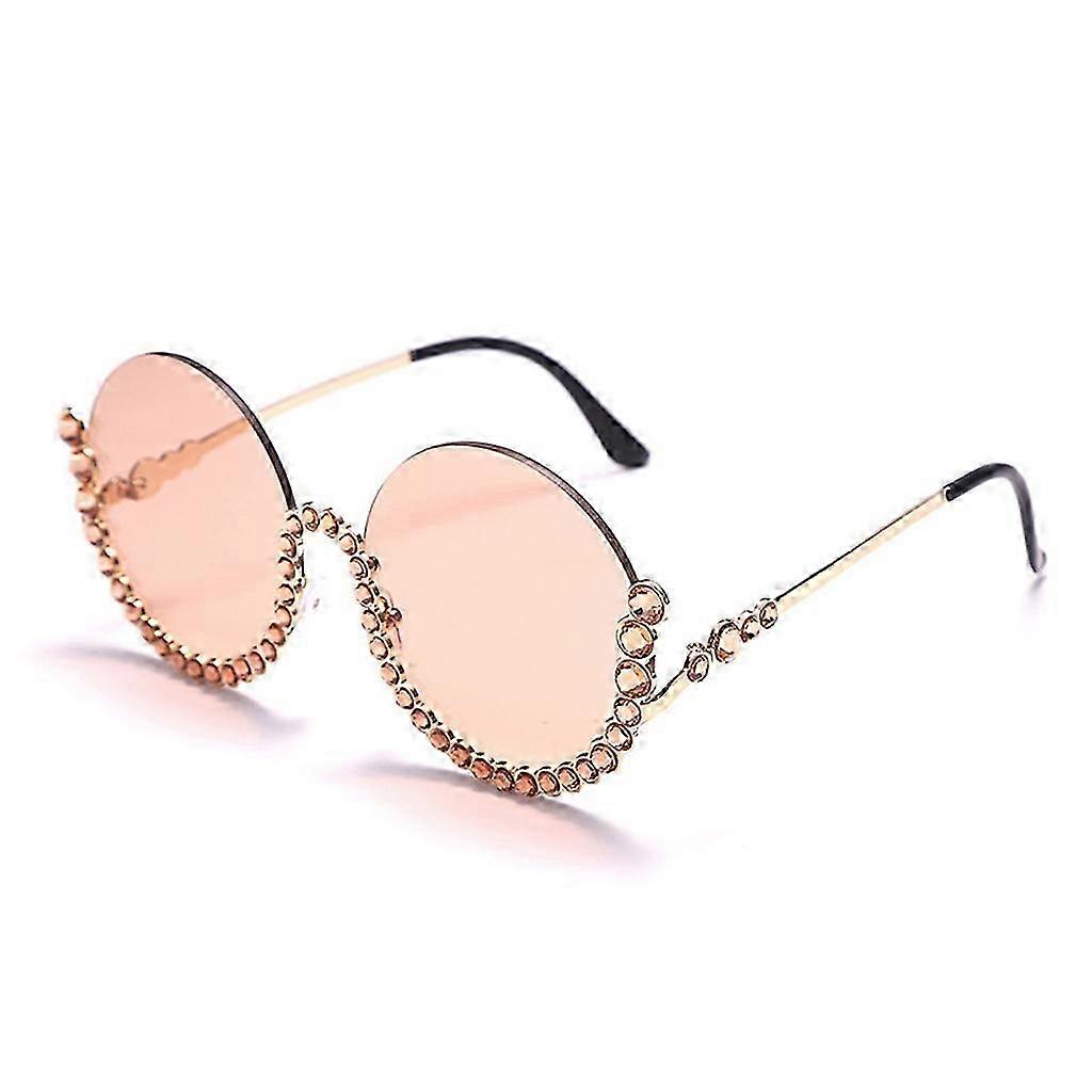 Round Driving Sunglasses with Rhinestone Frame Y2K Style