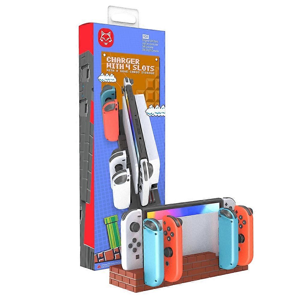 TOPWOLF HS-SW488 für Nintendo Switch Switch OLED Joy-Con Controller Ladestation Spielkartenhalter