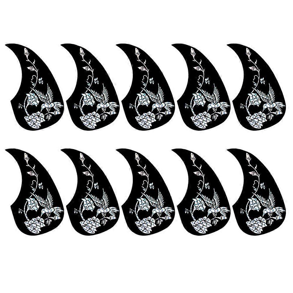 Replacement Guitar Pickguards Scratch Protection Minimalist Style Drop Shape Black For Folk Guitar 10Set