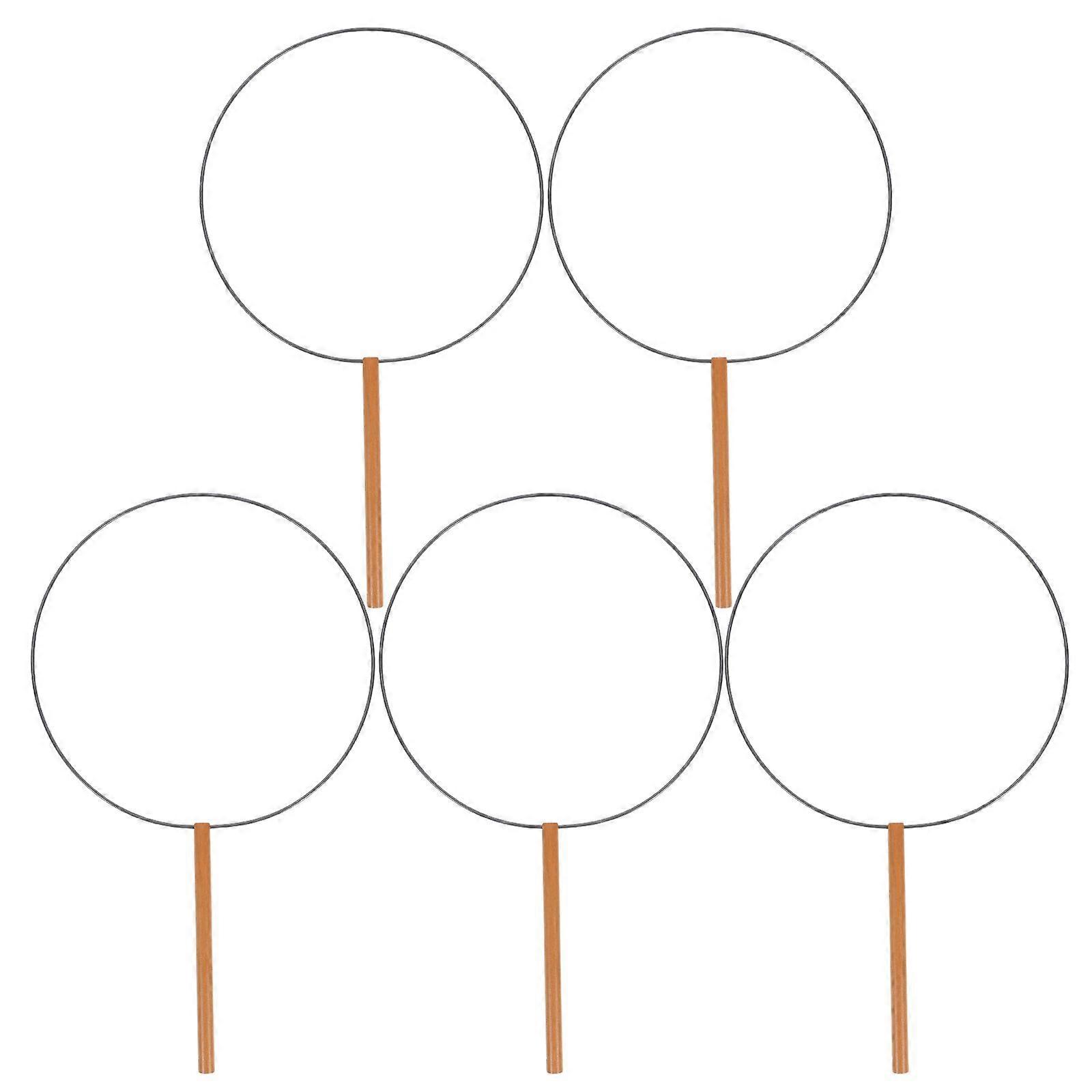 4pcs Chinese Round Fan Frame - Folding Handheld Fan with Handle Frame Accessories for Hanfu Wedding Festival and Creative DIY Crafting