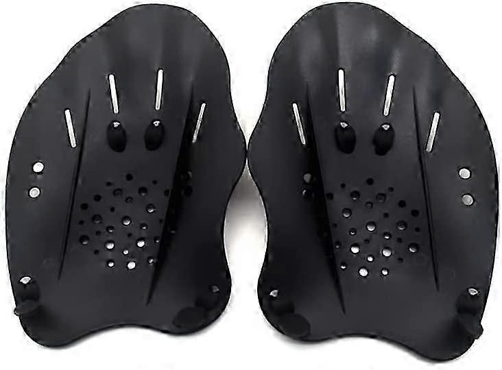 Adjustable Strap Swimming Paddles for Training Power Strength and Technique in Black