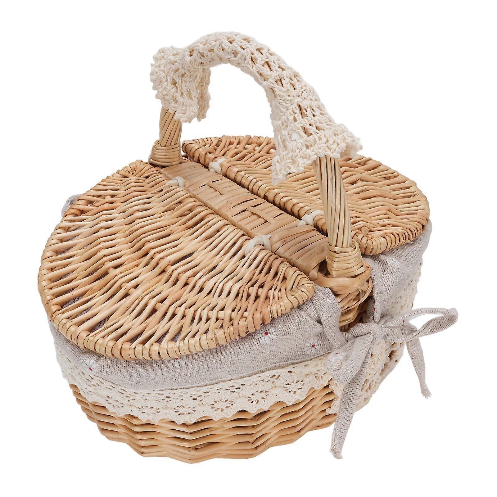 Picnic basket, Weidener empty picnic basket comfortable handle with removable liner for Easter (daisy)