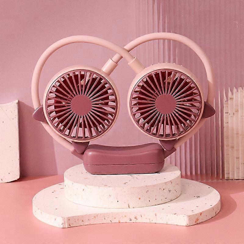 Portable Folding Mini Neck Fan Cat Ears Pink Purple