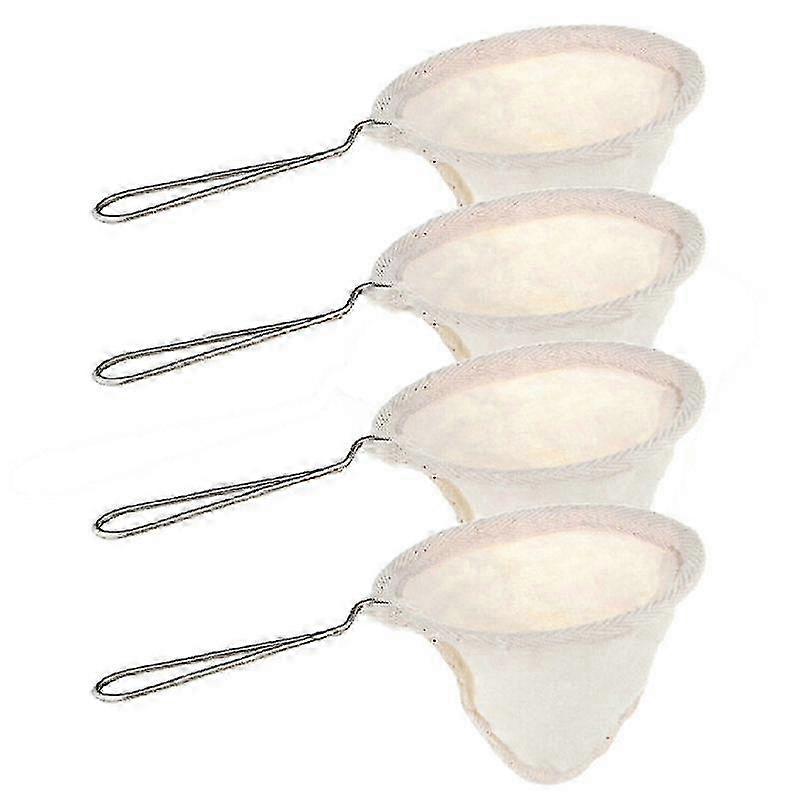 4 Stück wiederverwendbare Flanell-Kaffeefiltersiebe mit Griff handgefertigtes Kaffeezubehör