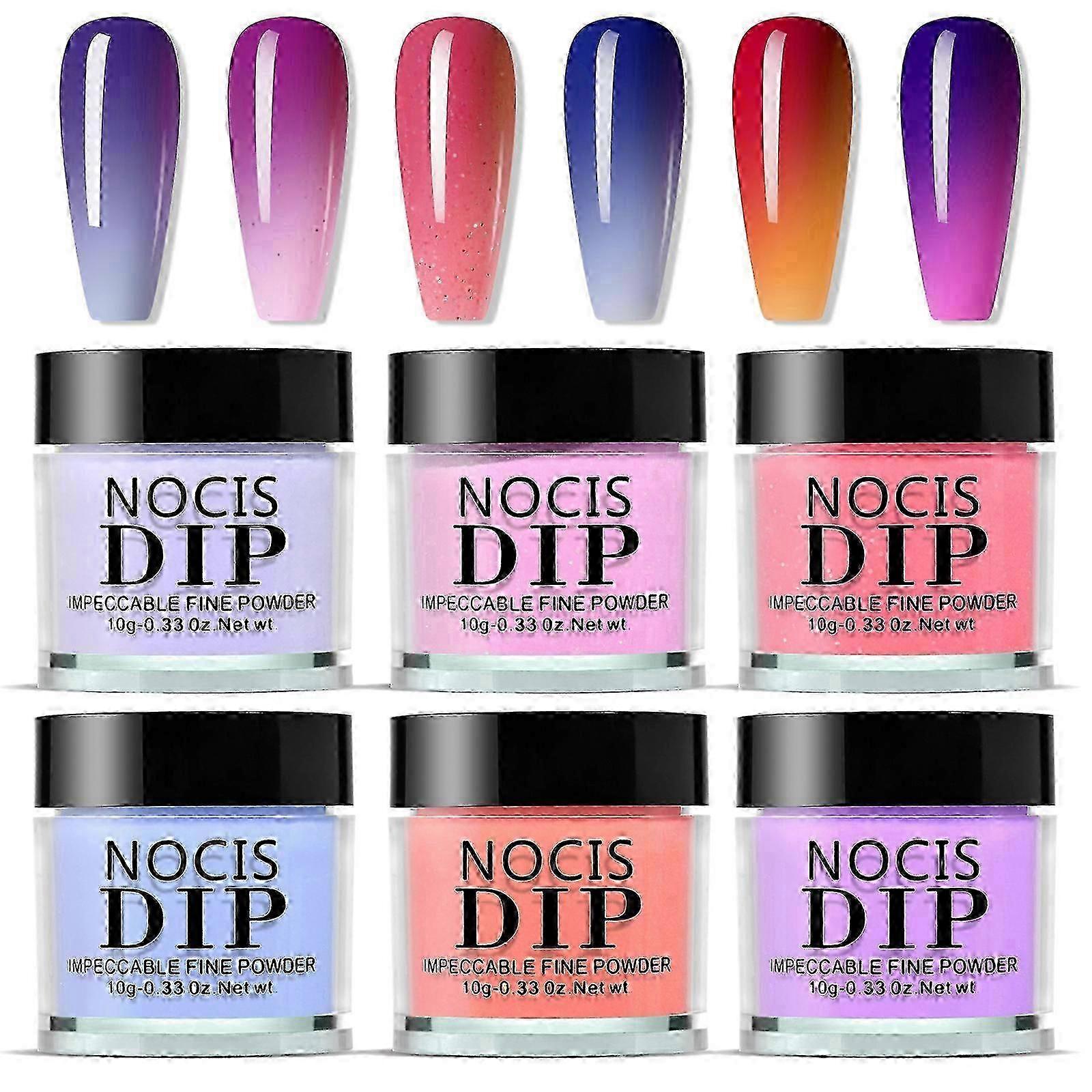 6 Colors Nail Dipping Powder Set for DIY Salon Nail Art Manicure - Fast-drying No UV/LED Lamp Needed