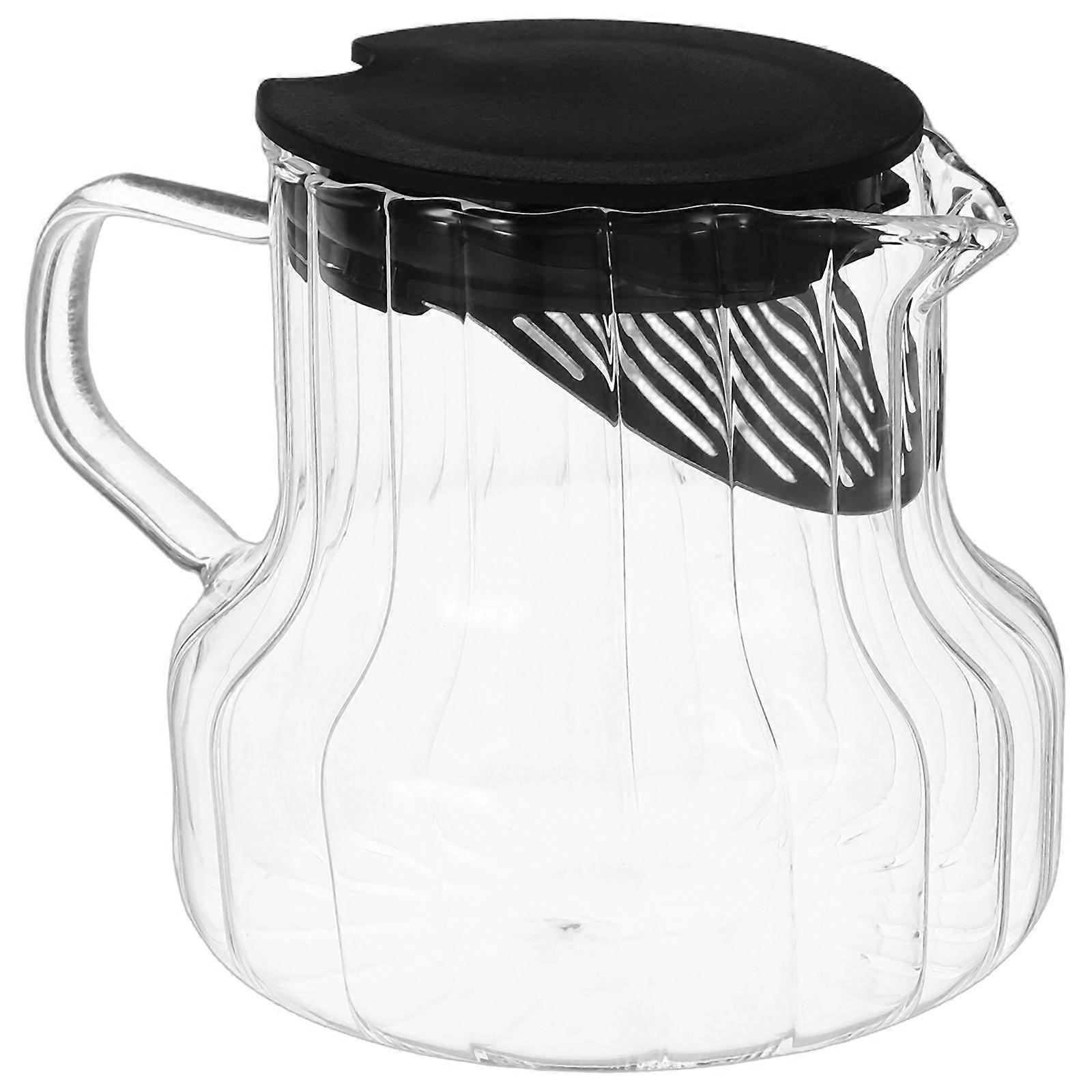 Glass Coffee Carafe with Lid Elegant Vertical Stripe Design for Coffee, Tea, Milk, or Water Stylish Home Use Pitcher for Daily or Gathering Use