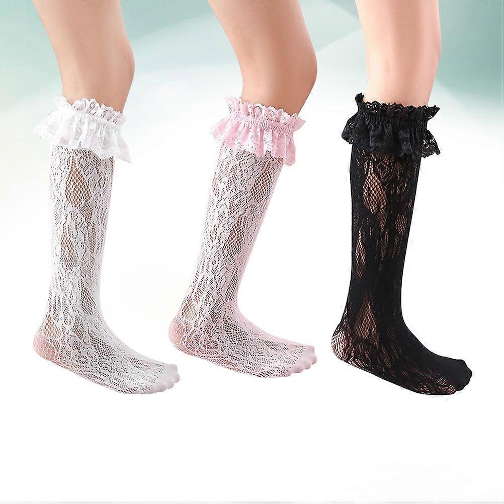 School Socks Girls Socks Kids Adorable Layout Design Velvet Non Slip Bottom 3 Pairs
