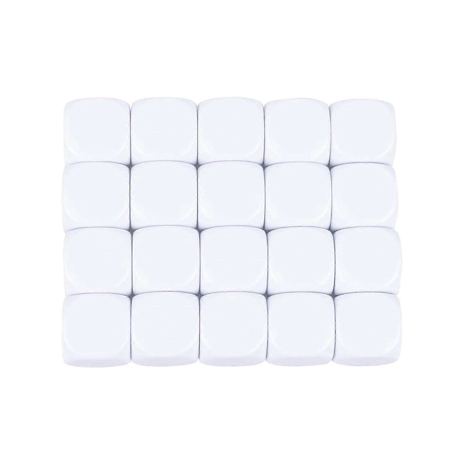 20 mm Acrylic Dice with Smoothed Surface, White Dice for Board Games, Pack of 100
