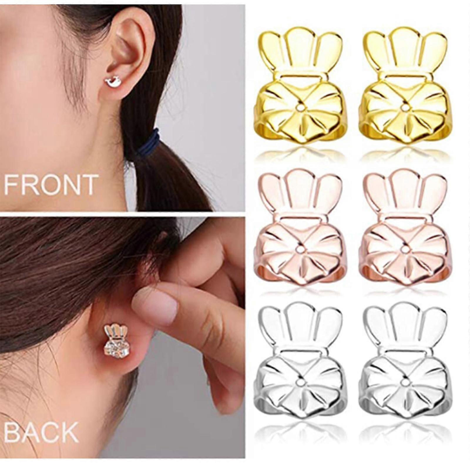 Backs for Droopy Ears, Adjustable Heart Large Earring Backs for Heavy Earring, Plated Hypoallergenic Earring Lifters Secure Earring Backs
