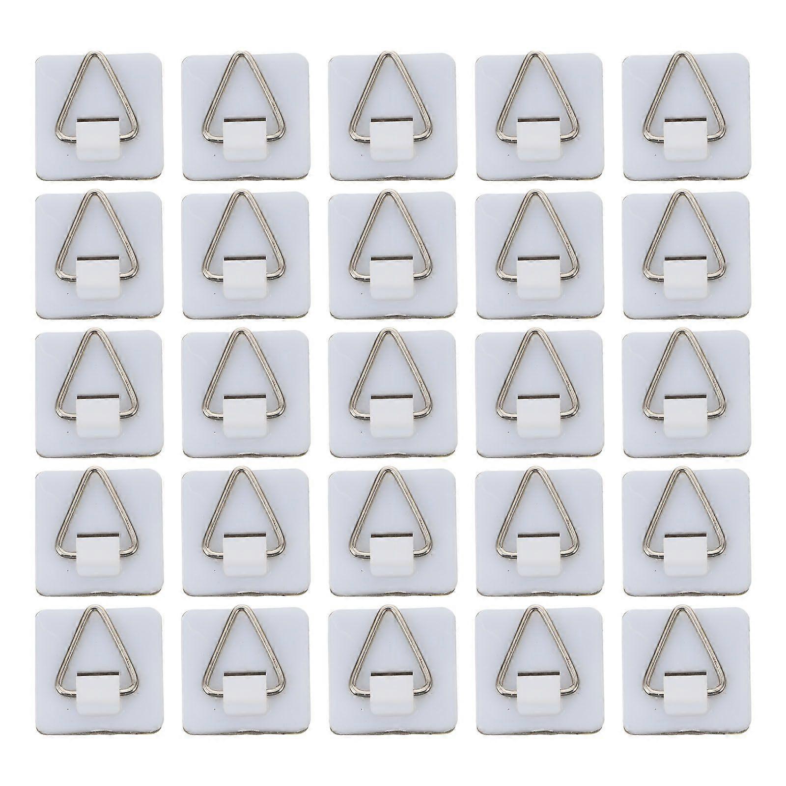 50pcs Wall-mounted Photo Frame Display Hooks Punch-free Triangle Hooks (White)