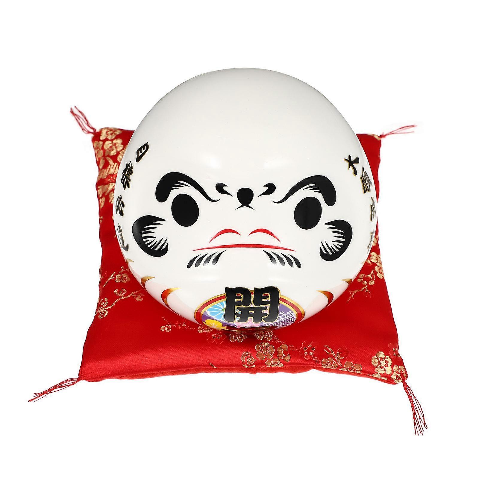 Decorative Money Box Daruma Shaped Coin Storage Jar for Boys and Girls Home Decor White 10x10x10cm Ceramic 1Set