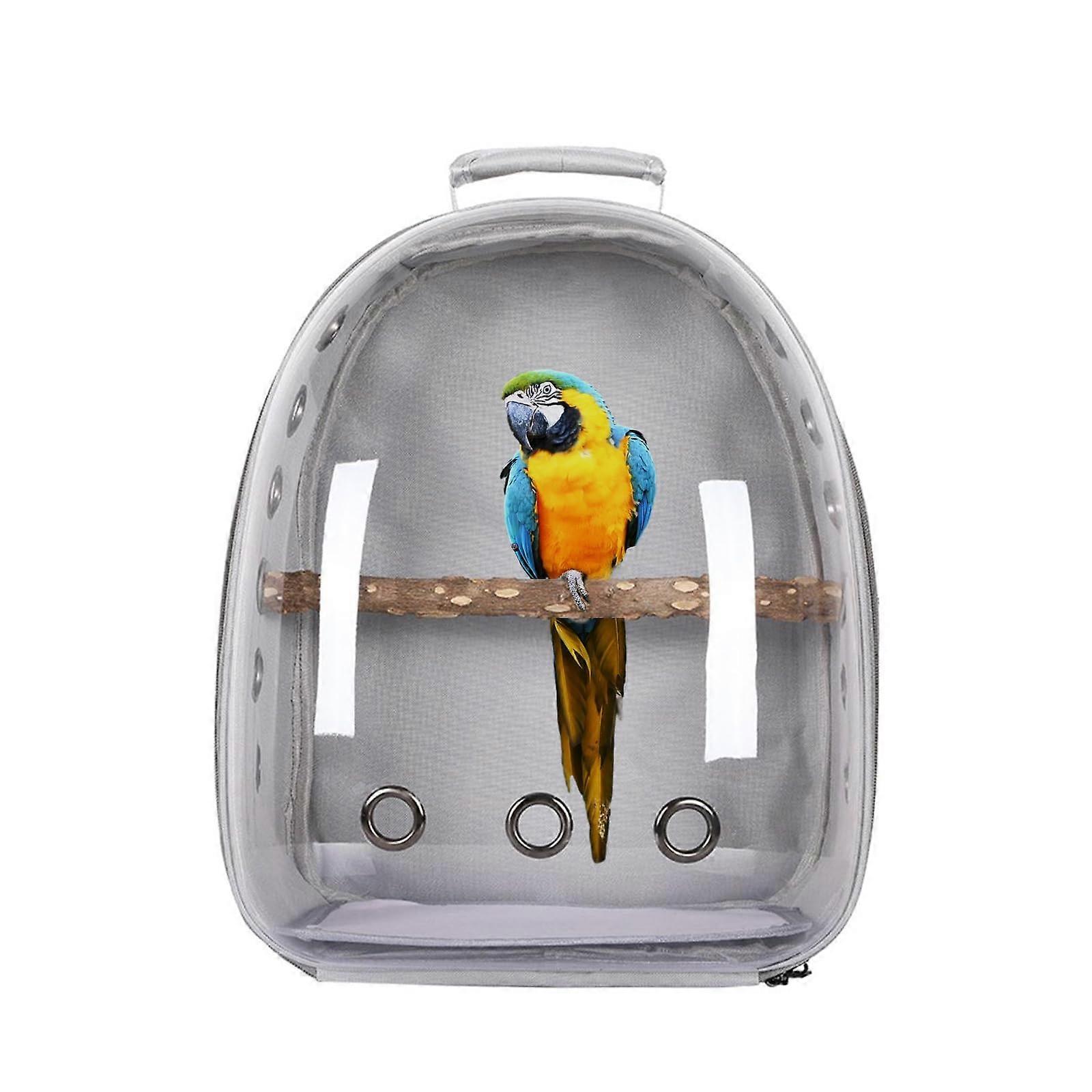 Bird Carrier Backpack Parrots Travel Carrier With Standing Perch Breathable Lightweight Space Capsule Transparent D