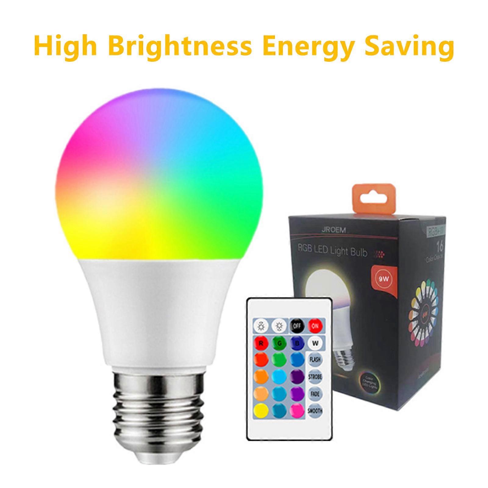 E27 RGB+W Bulb Lamp Memory Function Full Voltage High Energy Saving Remote Control Brightness Adjustment Mode Switch 16 Keys Color Change