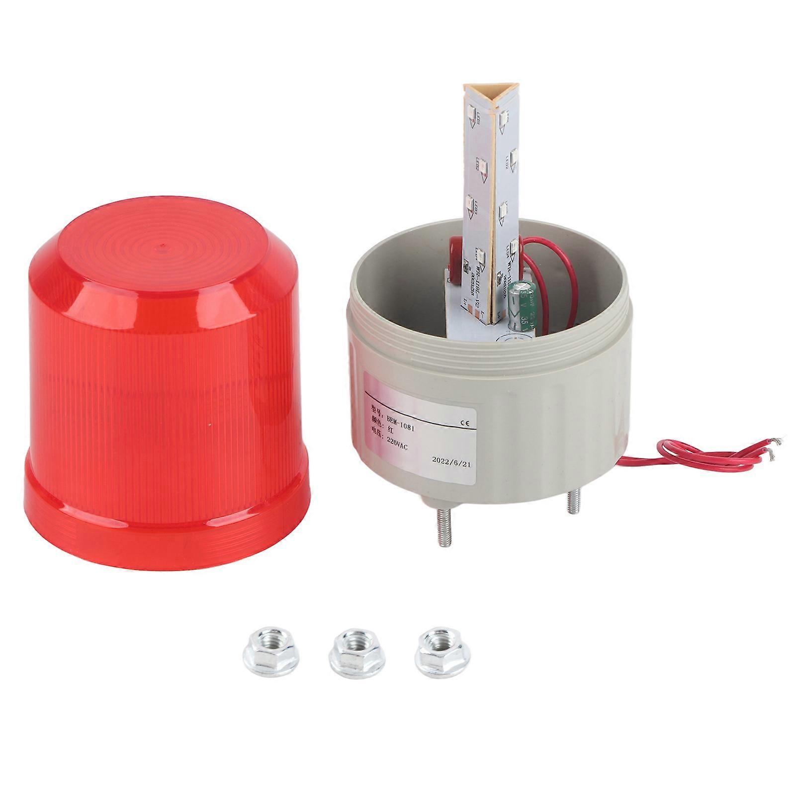 220VAC Rotating Flashing Signal Light Red LED Warning Light 75mm Diameter