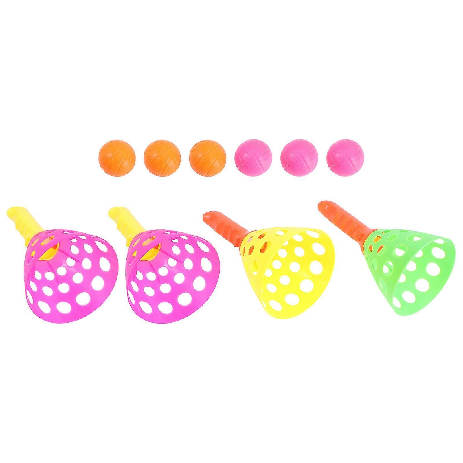 2 Pairs Toss Ball Set for Teens, Outdoor Throw & Catch Game with Safe Plastic Balls to Improve Coordination and Flexibility, Fun Launch & Catch