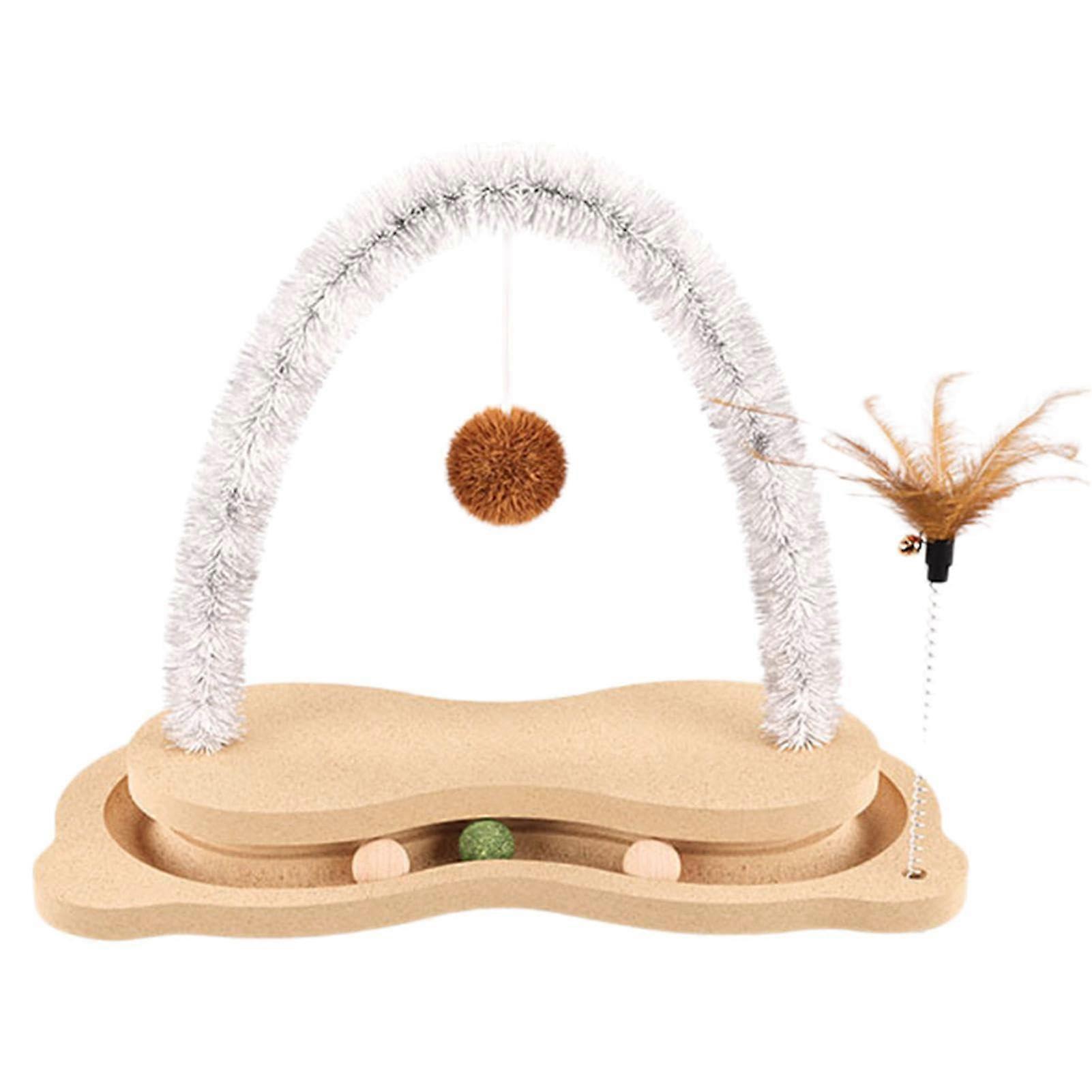 Arch Cat Scratcher Toy, Wooden Cat Scratcher, Rotating Turntable Scratcher, Pet Engagement Toy, Ball Track Cat Toy