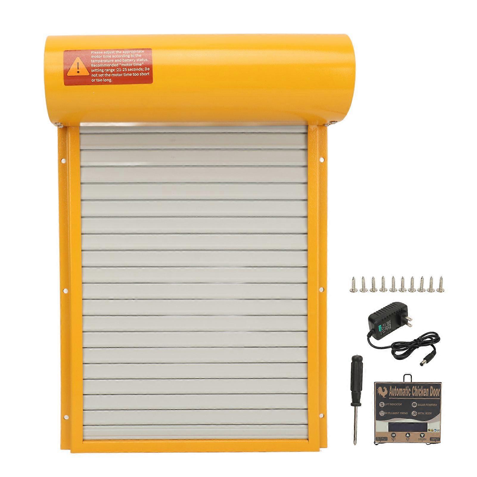 Chicken Coop Door Timing Mode Manual Mode 100V to 240V Rugged LED Display Controller Auto Chicken House Door for Ducks Geese Yellow US Plug