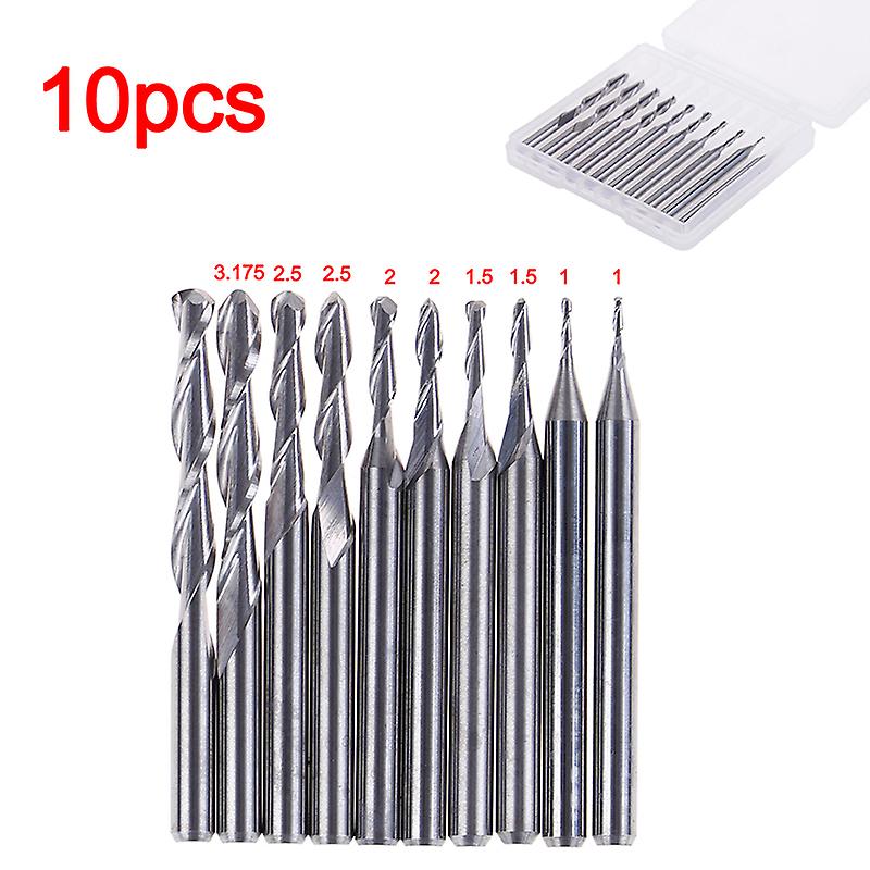 1set 1-3.175mm Shank Carbide Ball Nose End Mill Cnc Engraving Router Bit Set