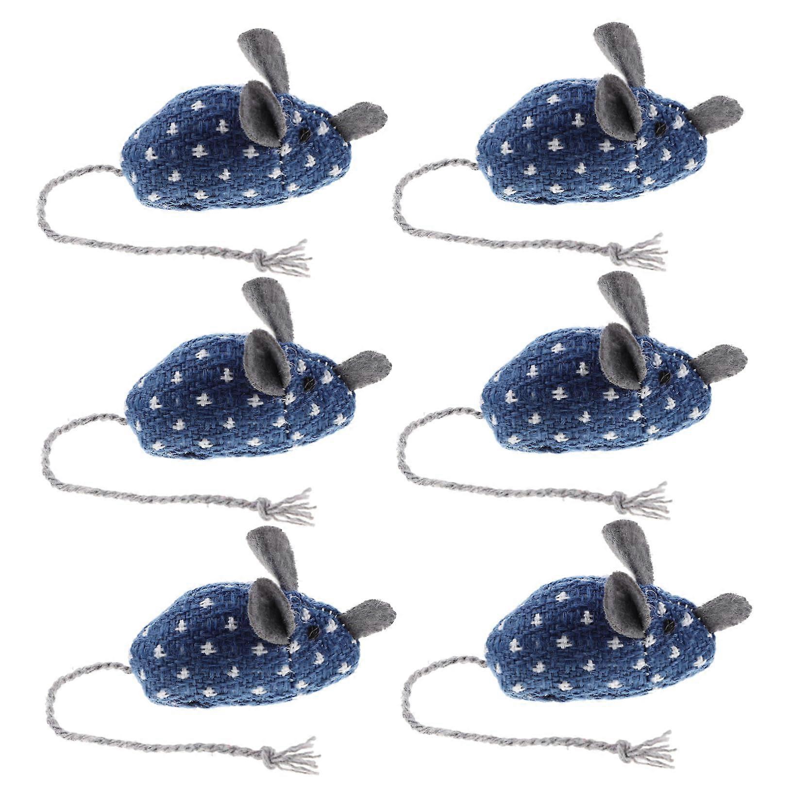 Interactive Cat Mouse Toy for House Cats  
6 Pieces Kitten Toy  
Soft Plush Cartoon Shape as Shown