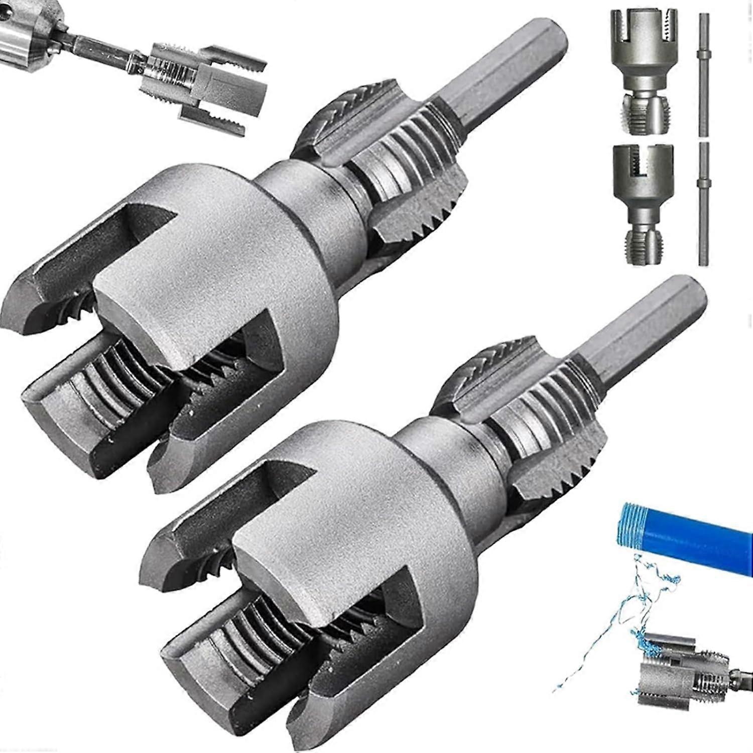 Integrated Internal External Pipe Threading Tool Electric Drill Compatible 1/2'3/4' PVC Pipe Threader Kit