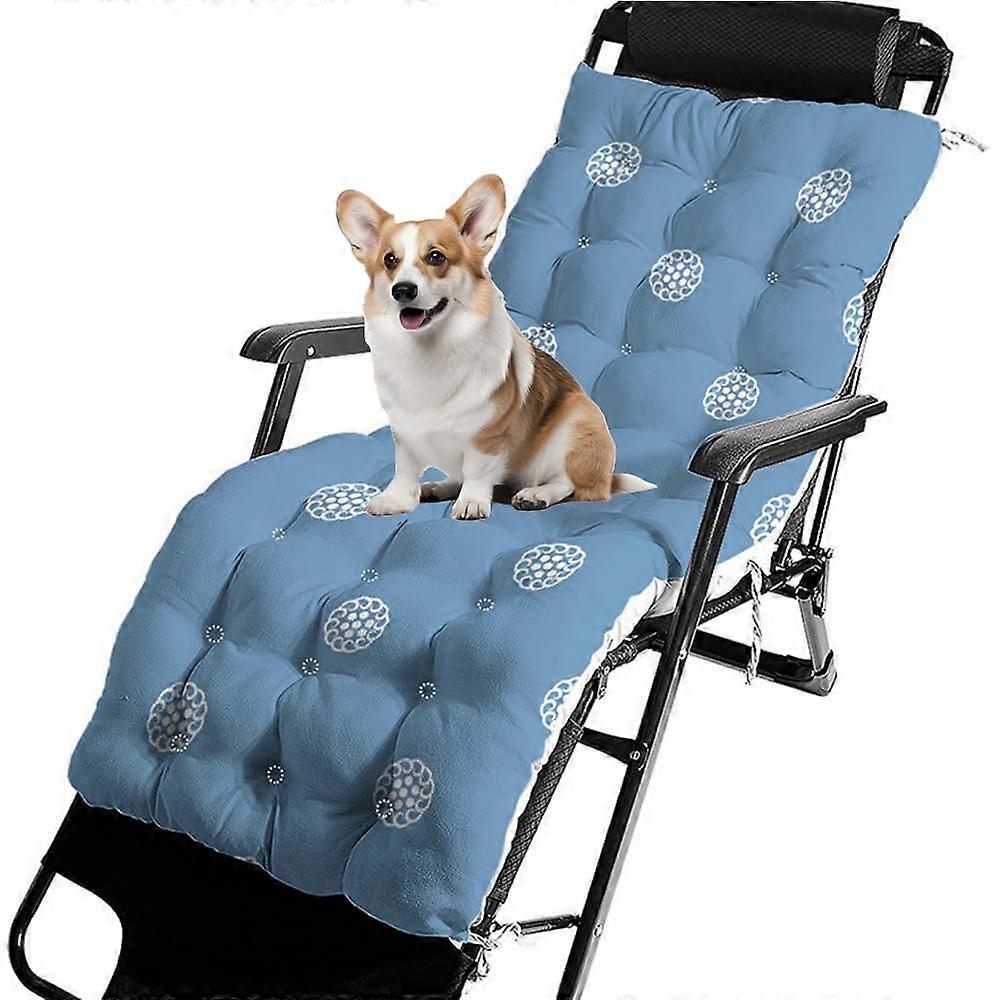Garden Lounger Pad, High Backrest, Comfortable Cotton-Linen Cushion Pad, 5.40x80cm, Blue