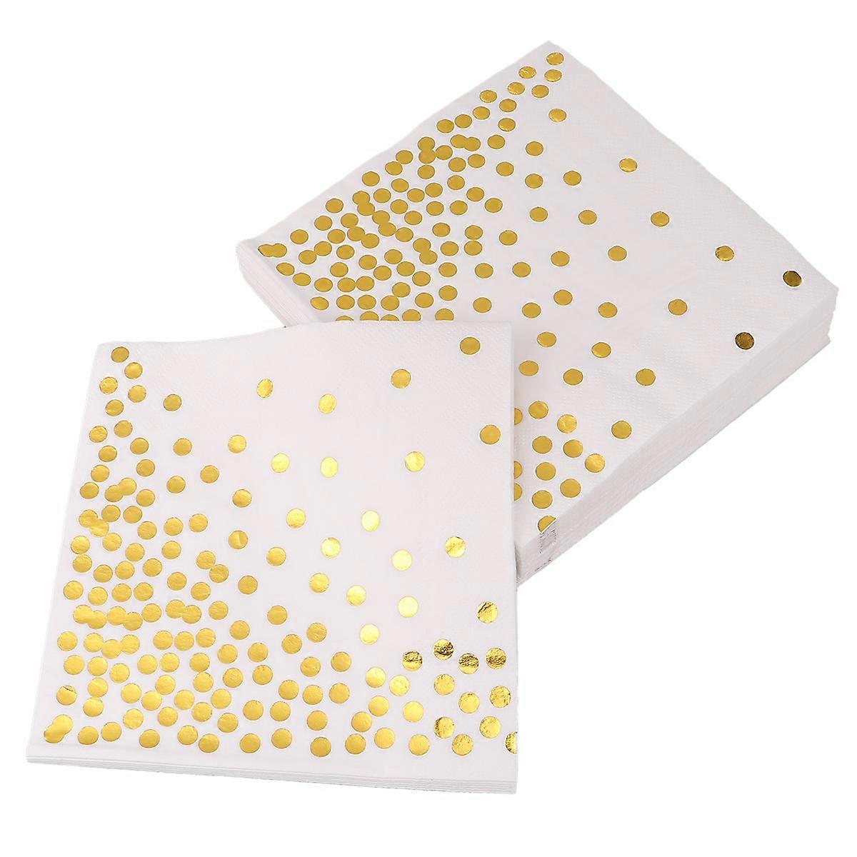 50pcs Disposable dot Napkins Wedding Tissue Dinner Paper Towel Party Supplies for Hotel Restaurant (Golden)