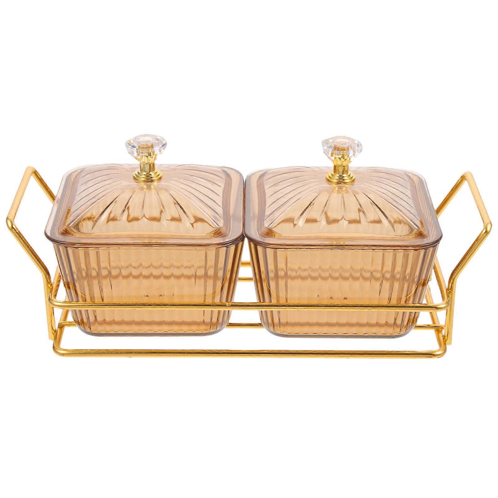 Golden Iron Snack Dish with Tray for Storage Perfect for Home Parties and Outings 1 Set