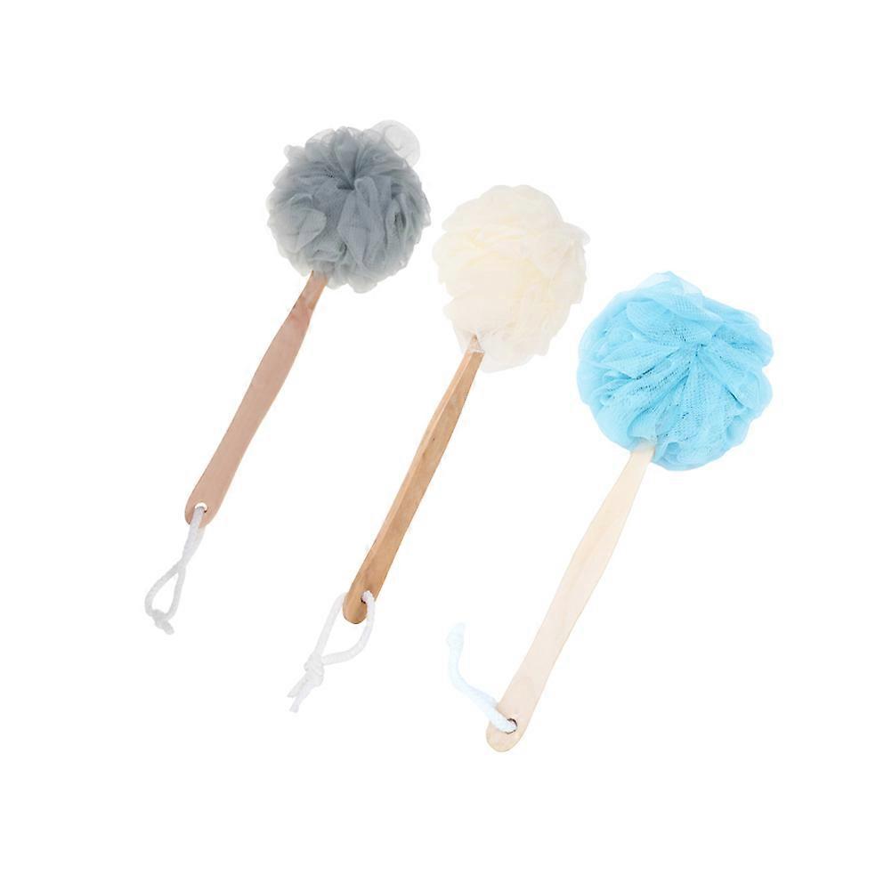 Shower Scrubber Body Long Handle For Bathing Adults White 35.5*13.5cm 3Set